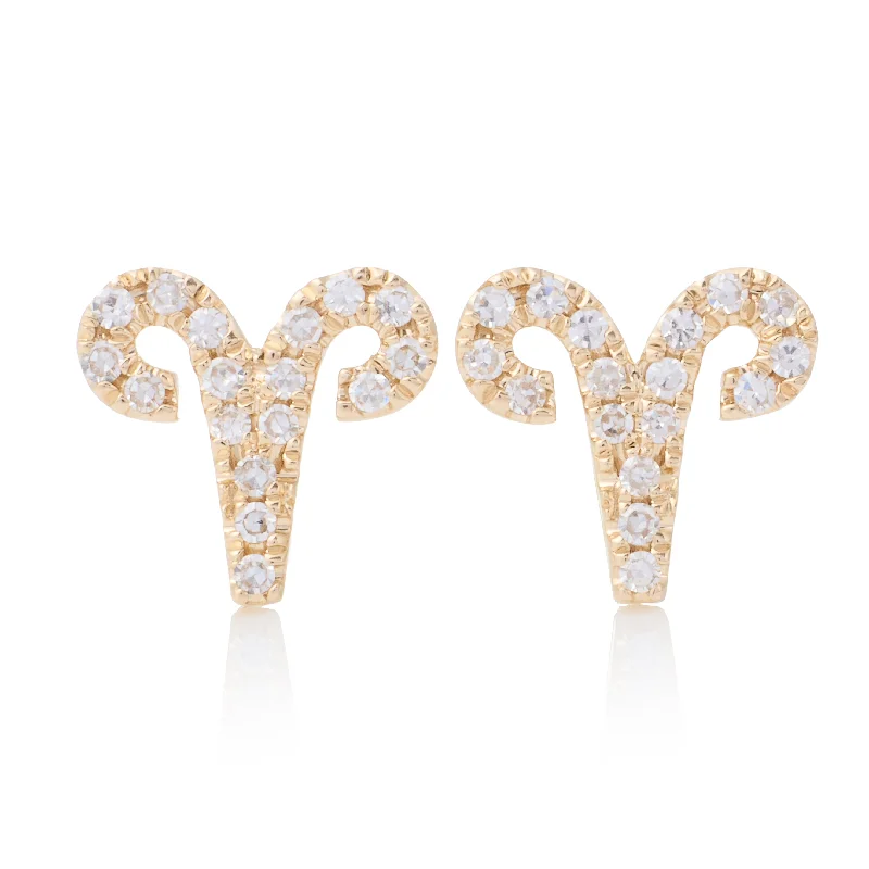 Casual earrings for women-Aries Zodiac Studs