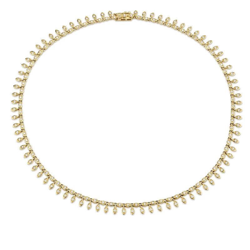 Pearl necklace for women-Gold & Diamond Marquise Eye Eternity Fringe Necklace