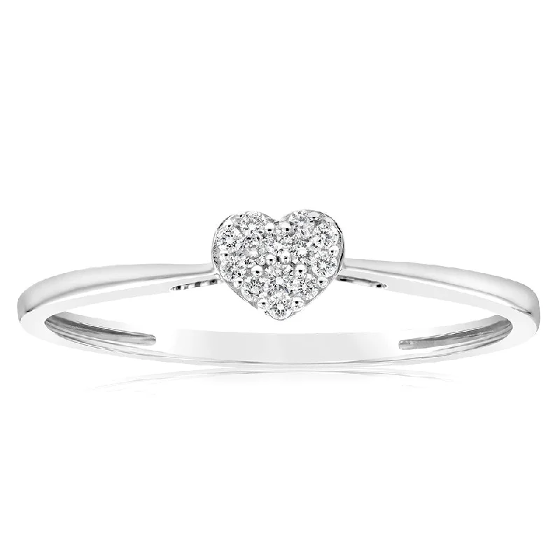 Vintage style engagement ring for women-9ct White Gold Heart Luminesce Lab Grown Diamond Dress Ring