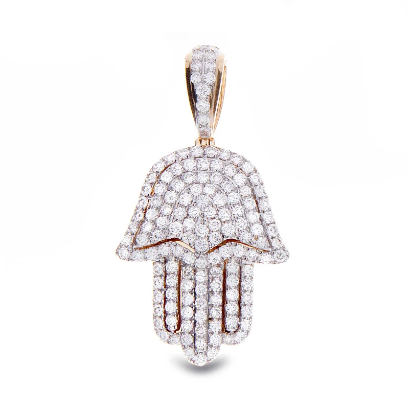 Bridal necklace for women-Diamond Hamsa Pendant