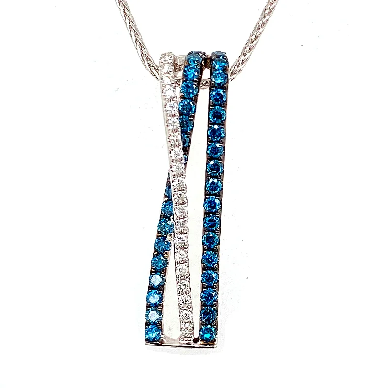 Heart diamond necklace for women-Blue Diamond Pendant