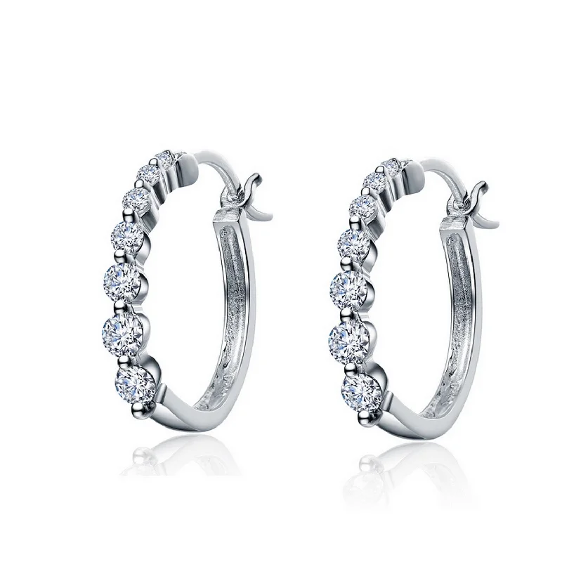 Unique earrings for women-Cléo Silver Bezel Hoop Earrings