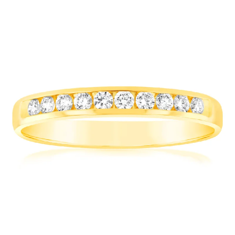 Engagement ring with vintage design for women-Luminesce Lab Grown Diamond 1/4 Carat Eternity Ring in 9ct Yellow Gold