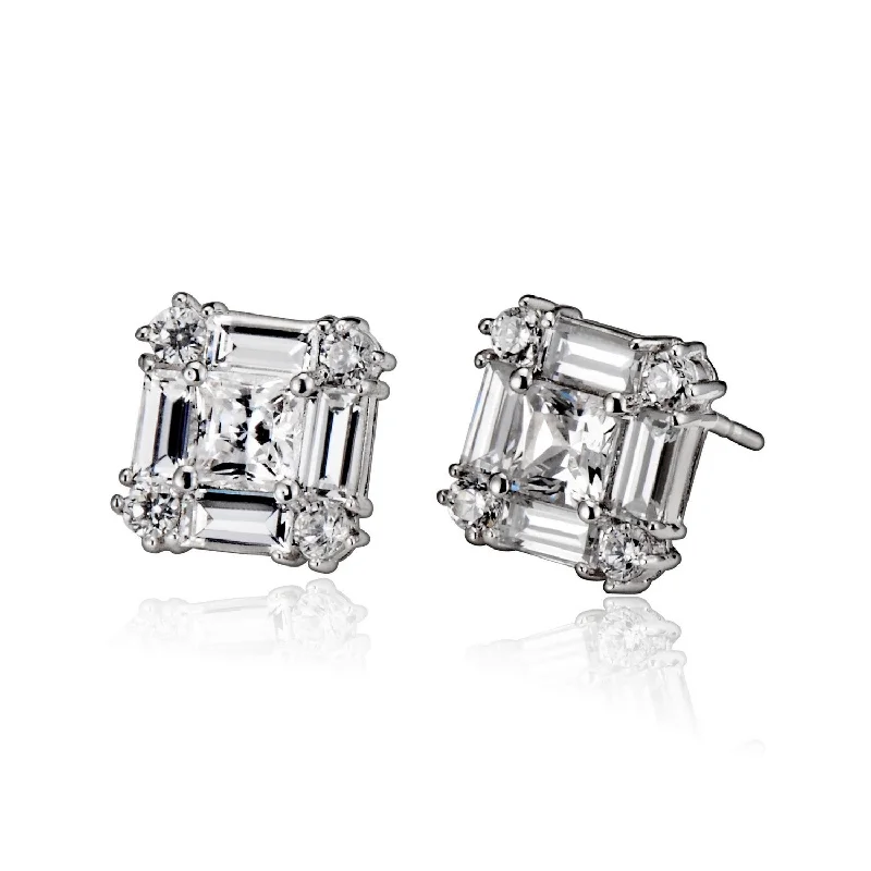 Fashion crystal earrings for women-Chloé Square Stud Earrings