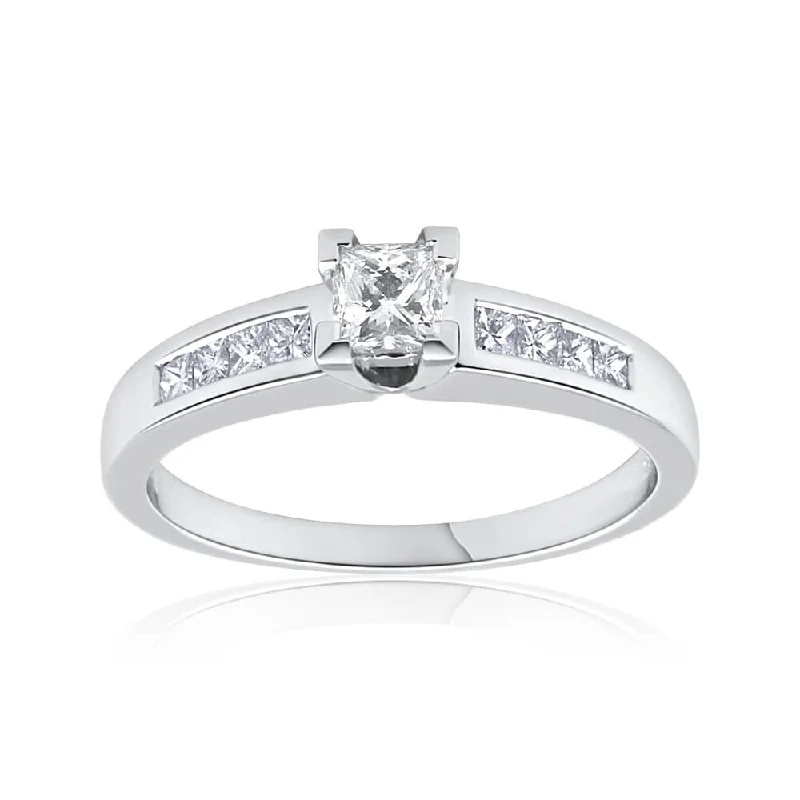 Custom diamond engagement ring for women-18ct White Gold Ring WIth 0.55 Carats Of Diamonds