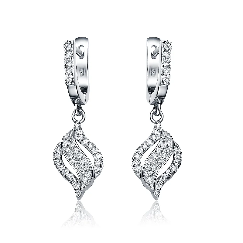 Matching gold earrings for women-Sterling Silver Clear Cubic Zirconia Triple Swirl Last Pair Earrings