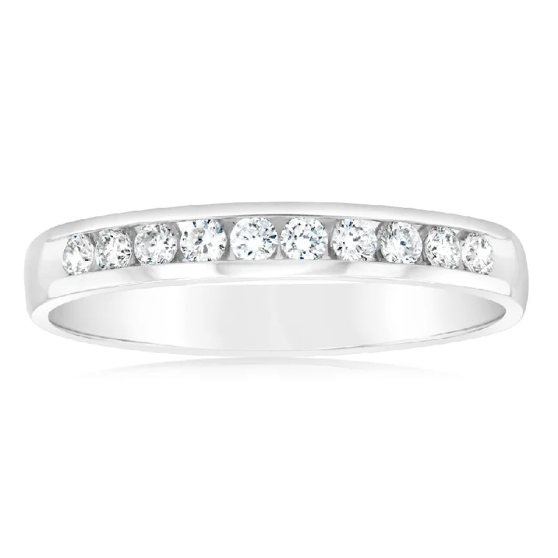 Heart shaped engagement ring for women-Luminesce Lab Grown Diamond 1/4 Carat Eternity Ring in 9ct White Gold