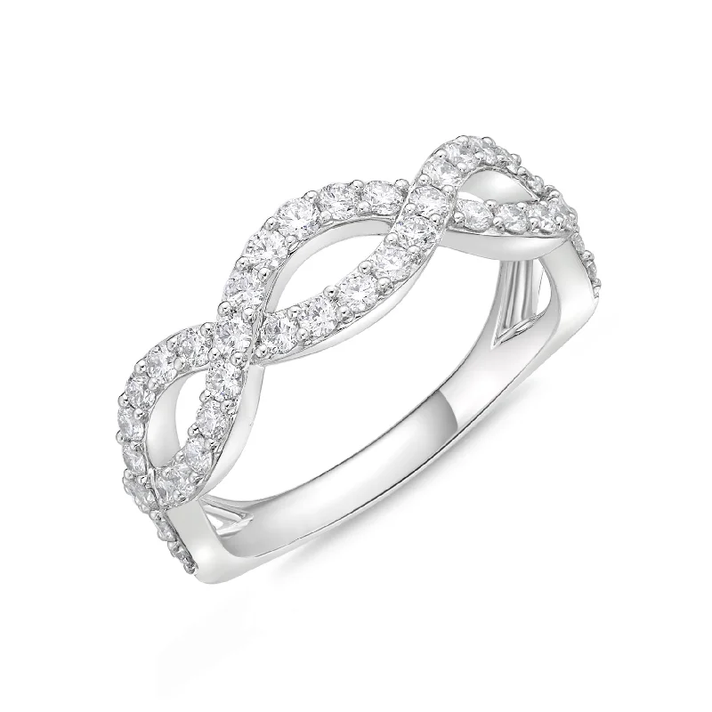 Double band engagement ring for women-Memoire 18ct White Gold 0.70 Carat Diamond Infinity Ring