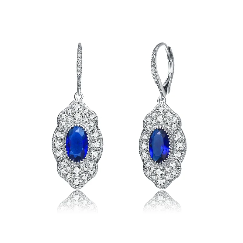 Matching earrings for women-Déco Blue Pave Drop Earrings