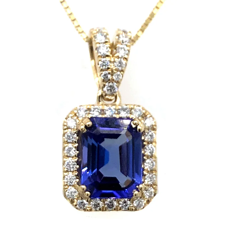 Chain and pendant necklace for women-Tanzanite and Diamonds Pendant