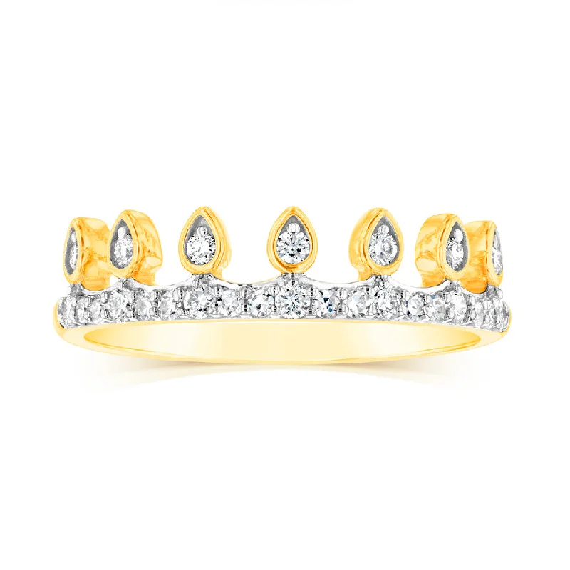 Gold diamond engagement ring for women-Luminesce Lab Grown 9ct Yellow Gold Ring in 26 Diamonds