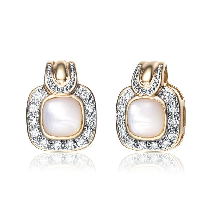 Luxury diamond hoop earrings for women-Gold Overlay Cubic Zirconia Pink Stone Last Pair Earrings