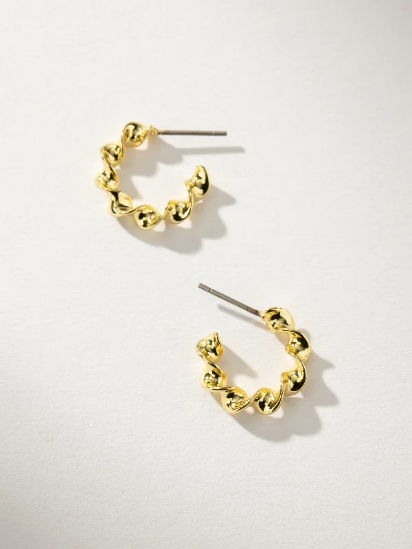 Floral earrings for women-Twist Mini Hoop Earrings