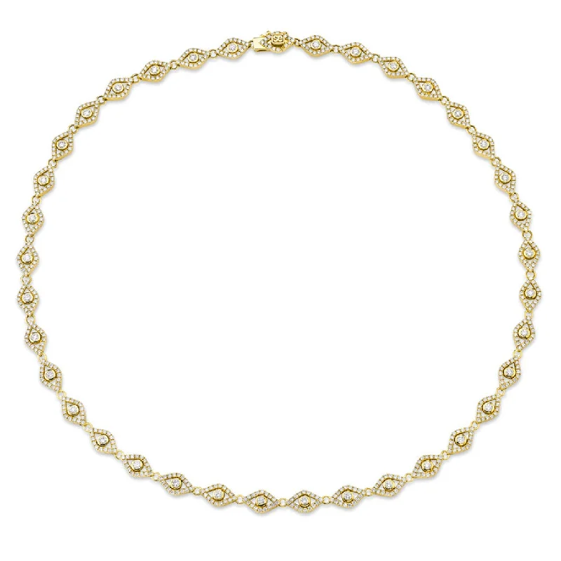 Fine necklace for women-Gold & Diamond Eye Eternity Necklace