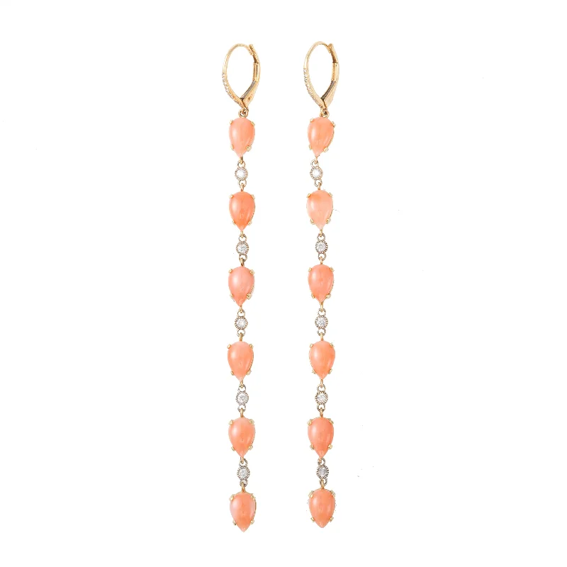 Diamond stud earrings for women-Coral Drop Earrings