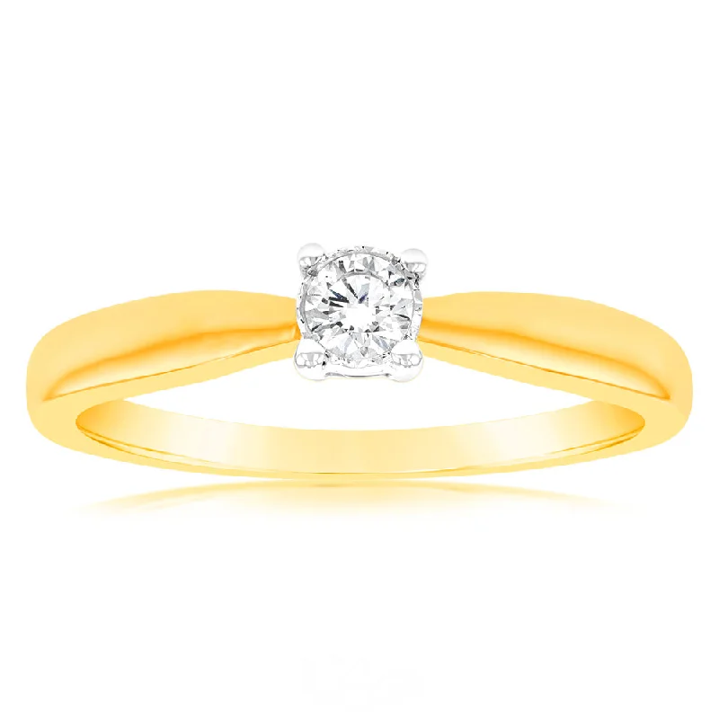 Modern engagement ring for women-Luminesce Lab Grown Diamond 4 Claw Ring In 9ct Yellow Gold