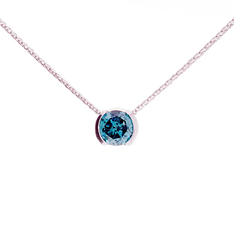 Name necklace for women-Blue Diamond Pendant