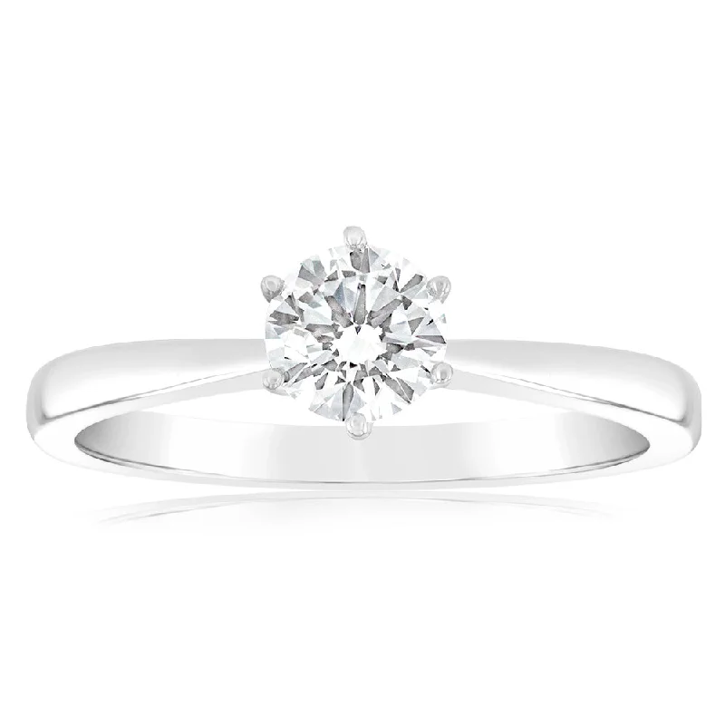 Round diamond engagement ring for women-Luminesce Lab Grown 1/2 Carat Diamond Solitaire Ring set in 14ct White Gold