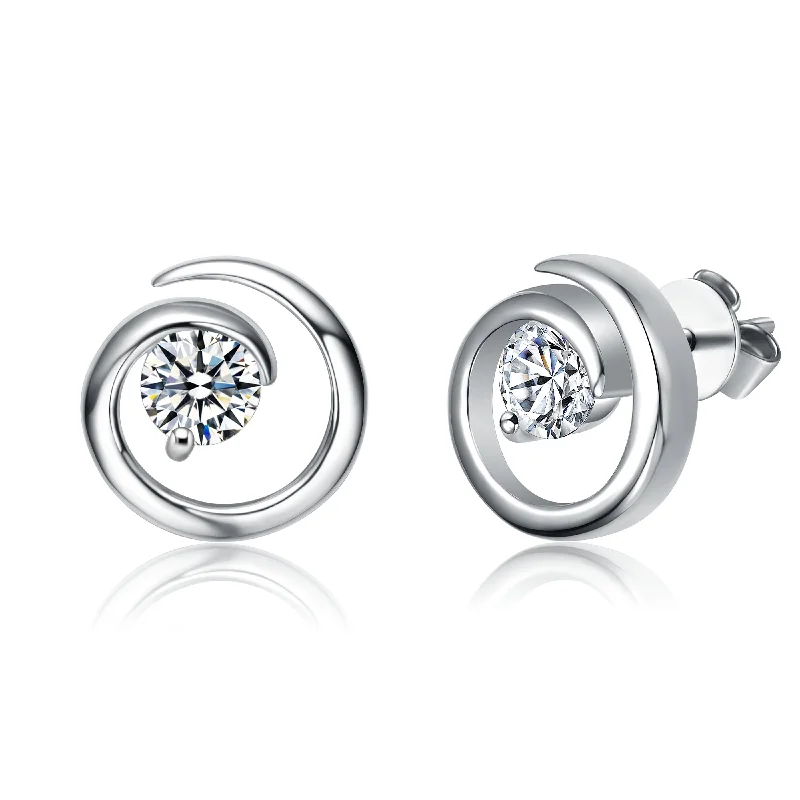 Personalized hoop earrings for women-Monique Moissanite Eternity Swirl Earrings