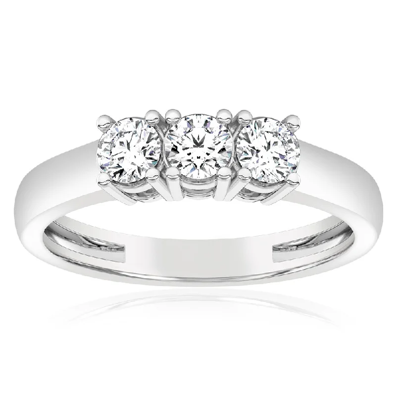 Customizable engagement ring for women-Luminesce Lab Grown 60pt Diamond Trilogy Ring in 9ct White Gold