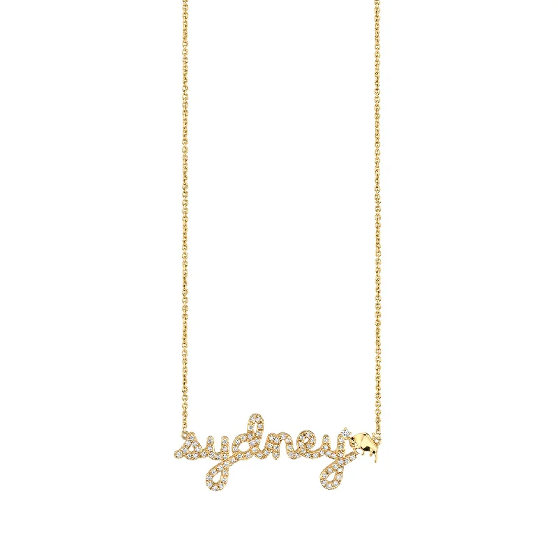 Heart-shaped necklace for women-Gold & Diamond Small Custom Script Taurus Zodiac Necklace