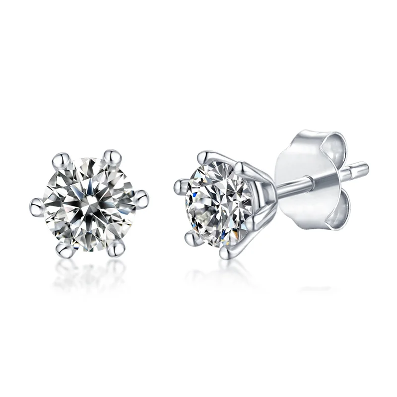 Floral stud earrings for women-La Roche Lab Created Moissanite Round Stud Earrings