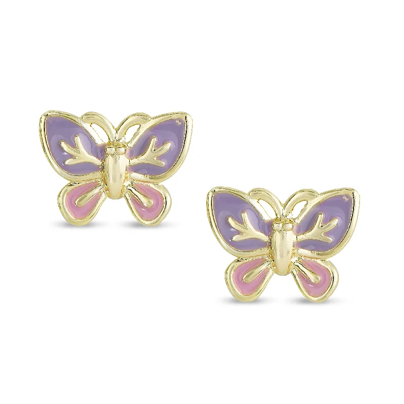 Sterling silver earrings for women-Butterfly Stud Earrings