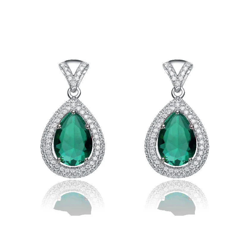 Multi-layer earrings for women-Constance Dauphine Teardrop Green Earrings