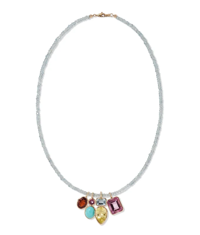 Statement piece necklace for women-Fine Mood Charm Necklace in Aquamarine Oasis