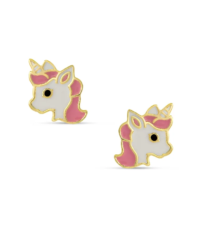 Silver earrings for women-Unicorn Stud Earrings