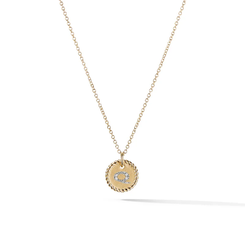 Unique necklace for women-Initial Charm Necklace in 18K Yellow Gold with Diamond Q