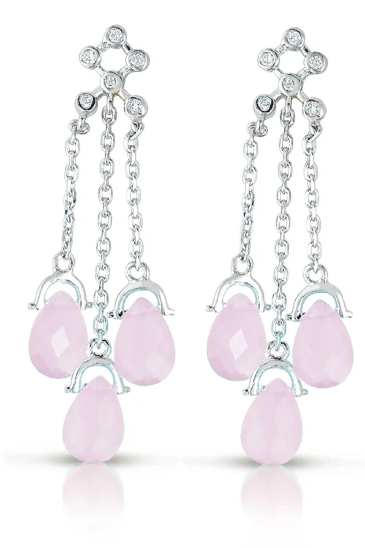 Pearl earrings for women-Sylvie three Strand Drop Earrings