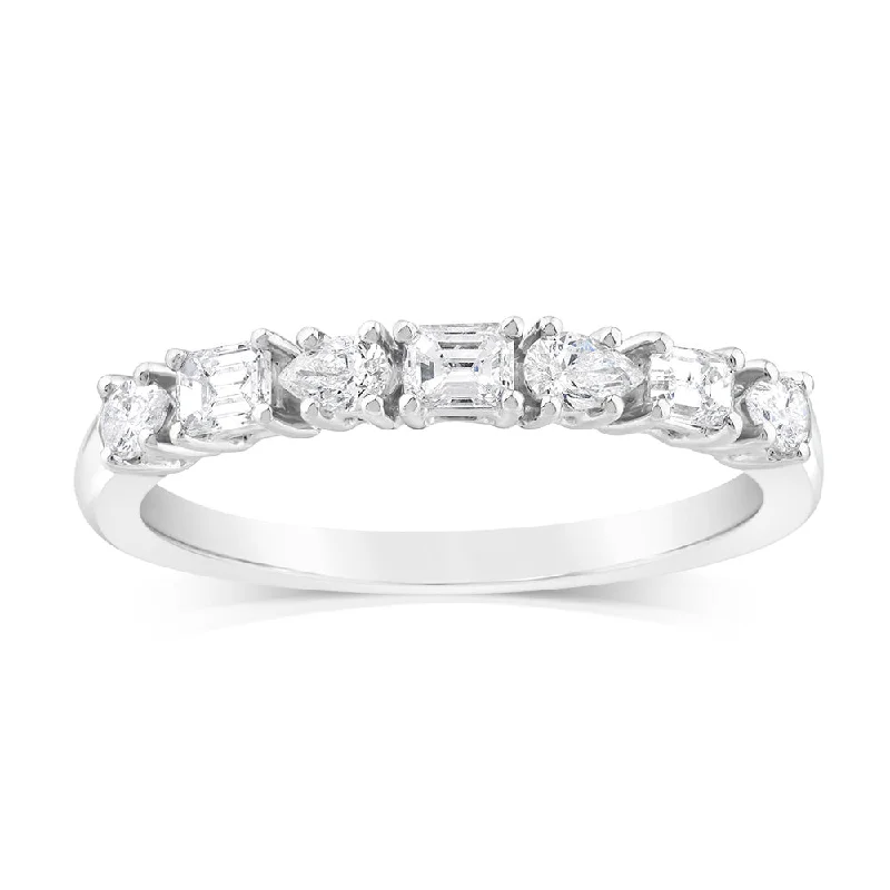 Unique princess cut engagement ring for women-Platinum Mix Emerald & Pear Cut Diamonds in 1/2 Carat Natural Diamonds