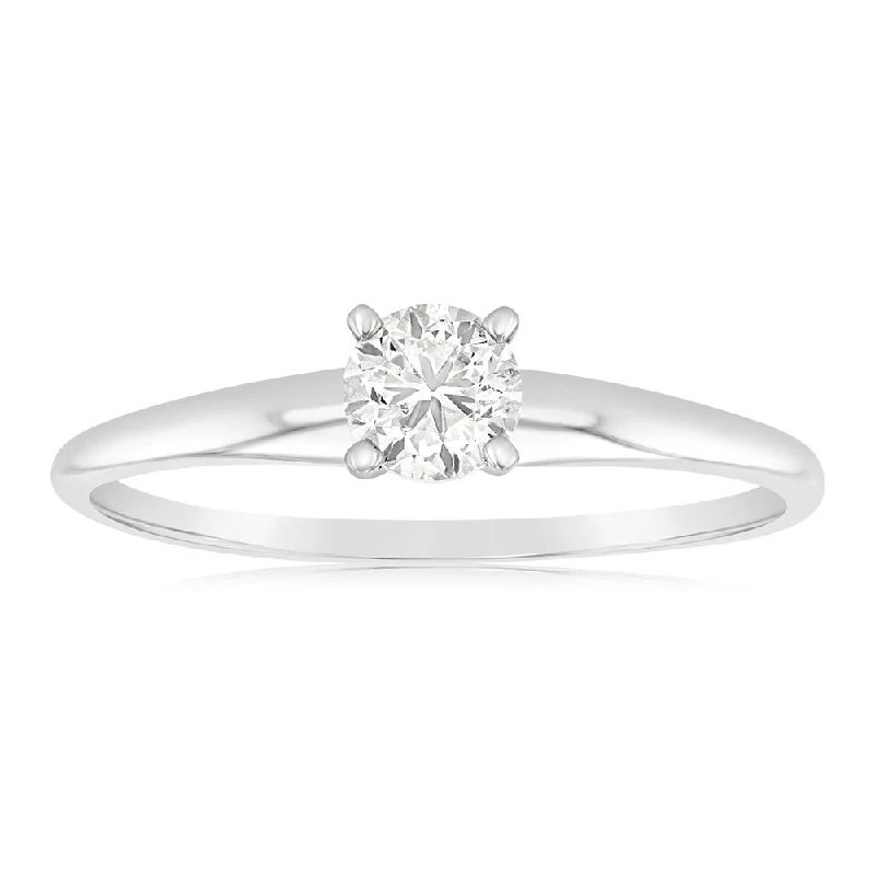 Vintage engagement ring for women-14ct White Gold Solitaire Ring With 50 Point Brilliant Cut Diamond