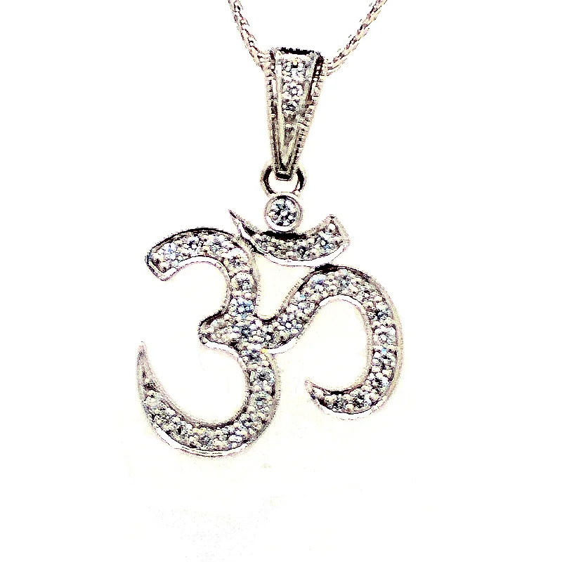 Necklace with heart charm for women-Diamond OM Pendant