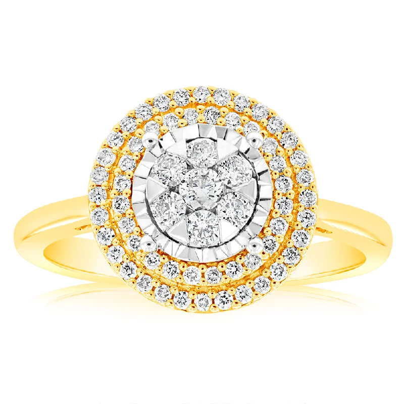 Custom engagement ring for women-9ct Yellow & White Gold 0.40 Carat Diamond Dress Ring