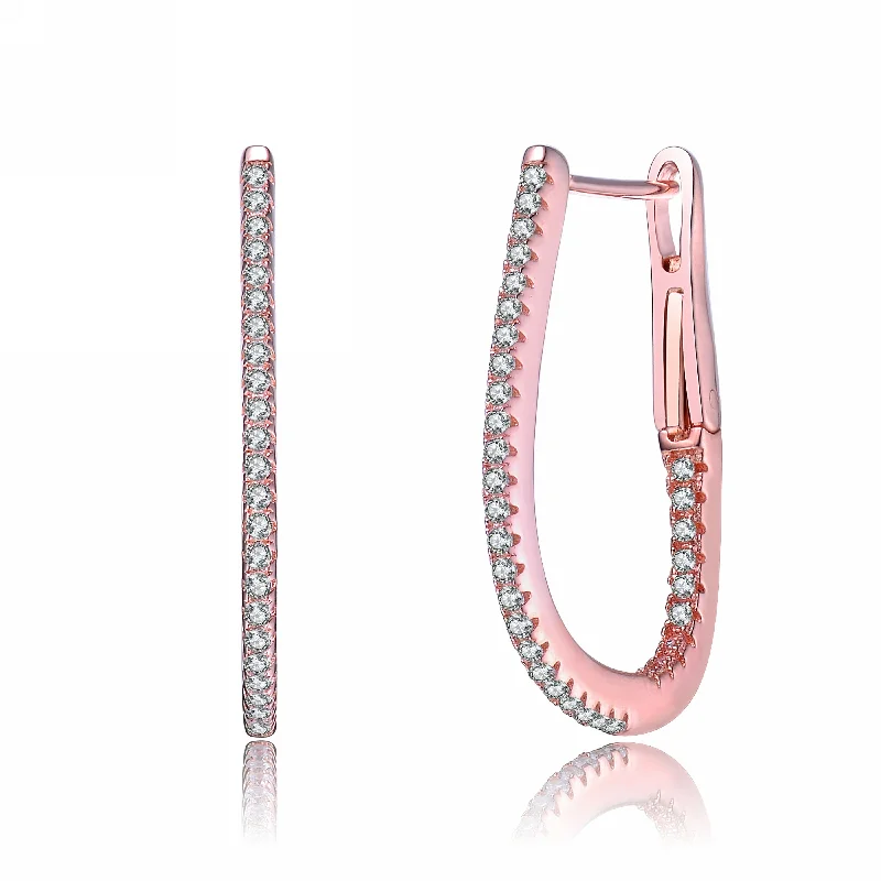 Statement earrings for women-Clé Rose Zirconia Hoop Earrings