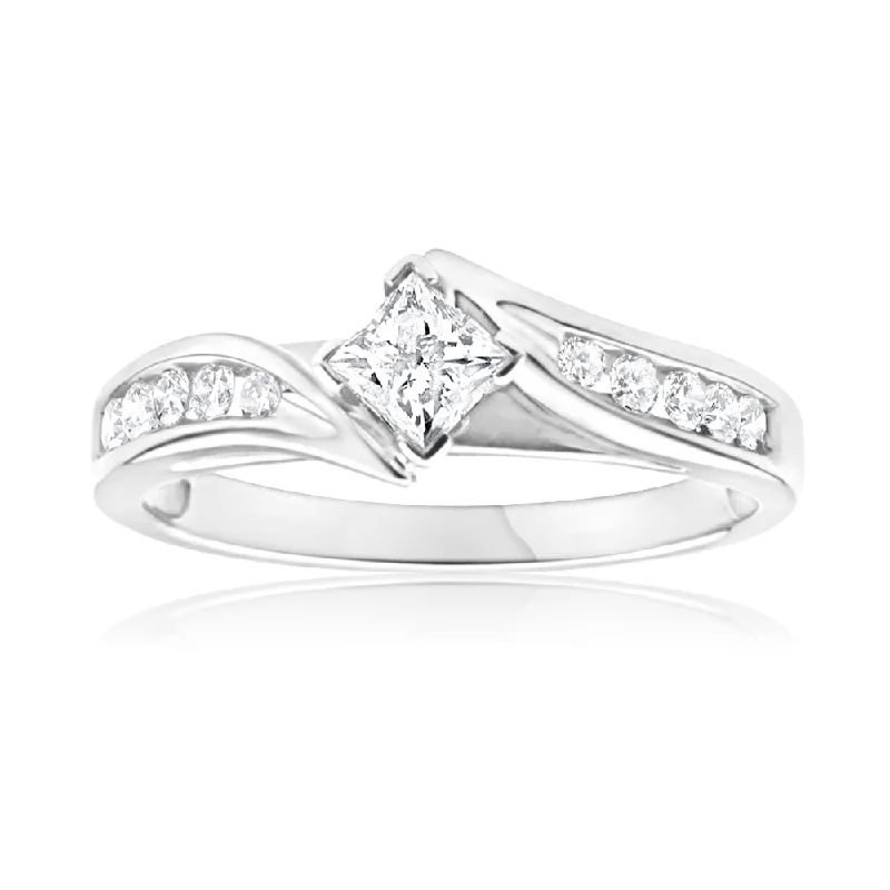 Rose gold diamond engagement ring for women-9ct White Gold Ring With 1/2 Carat Of Diamonds