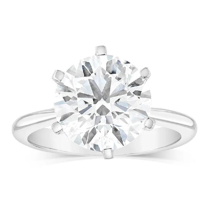 Modern engagement ring for women-Luminesce Lab Grown 4Carat Certified Diamond Solitaire Ring in 18ct White Gold