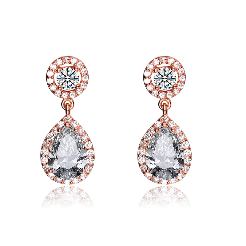 Cute earrings for women-Constance Rose Pear Drop Earrings