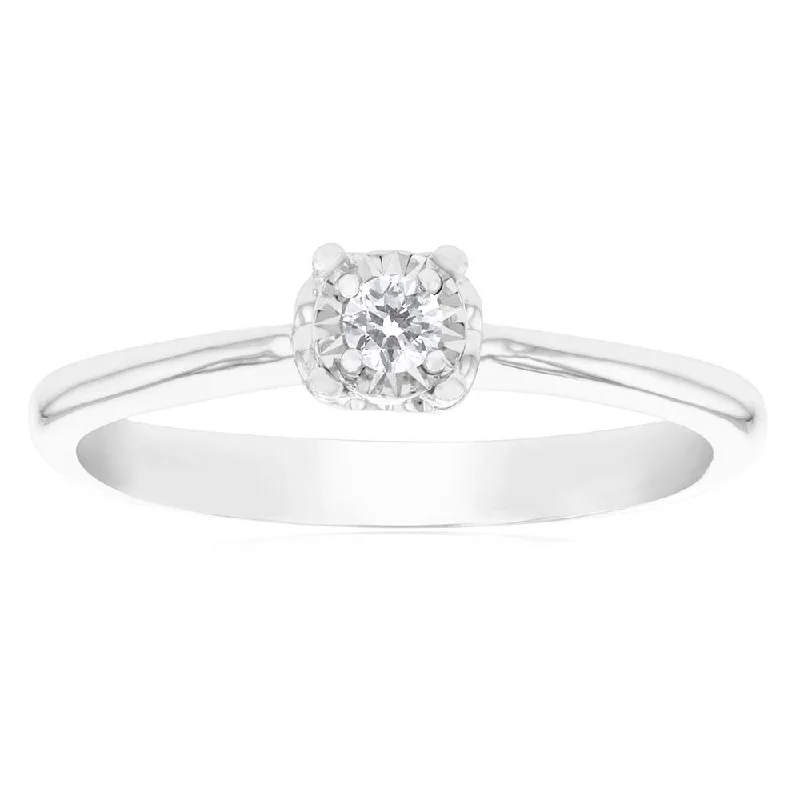 Princess diamond engagement ring for women-Luminesce Laboratory Grown Diamond 5-9 Point Silver Ring with love heart