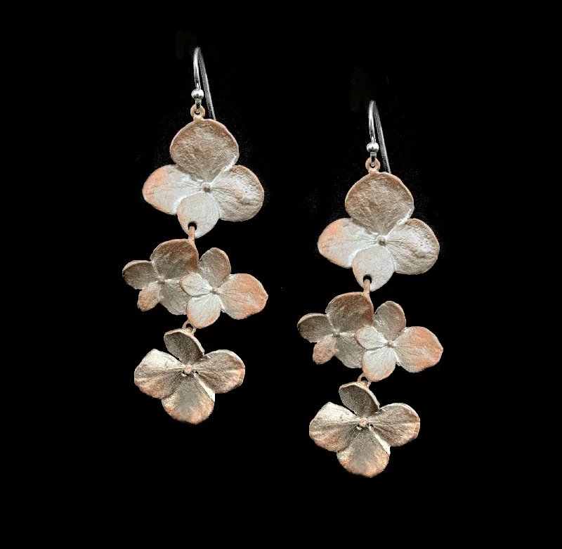 Classic earrings for women-Fine Hydrangea Silver Flower Earrings