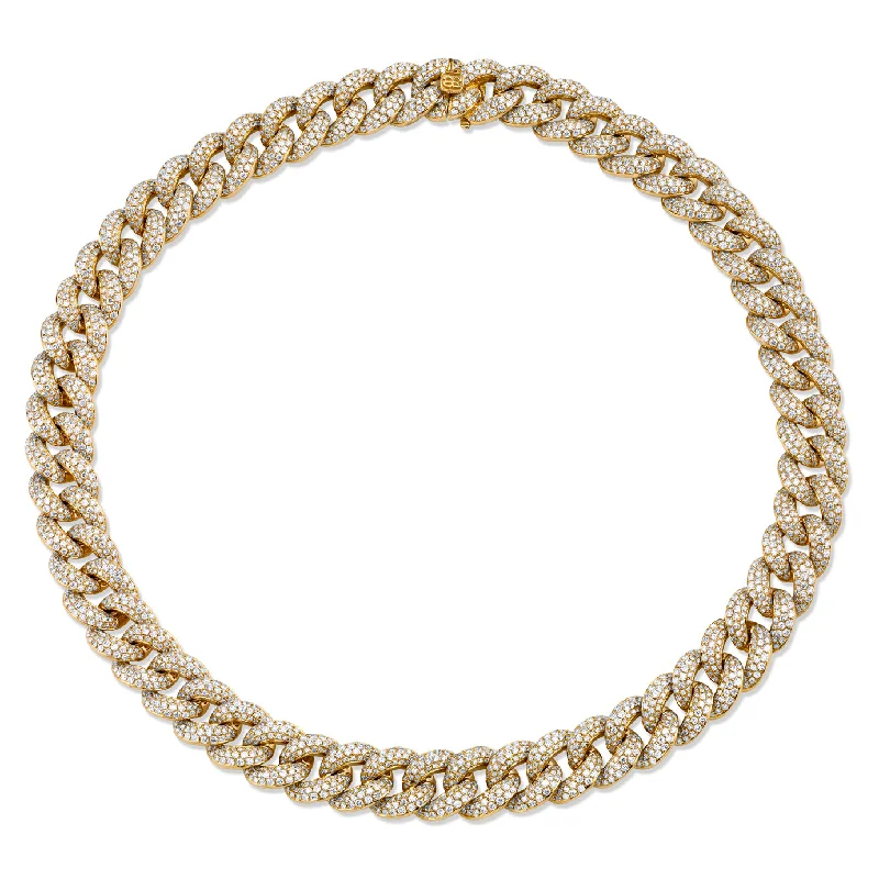 Statement necklace for women-Gold & Diamond Link Necklace