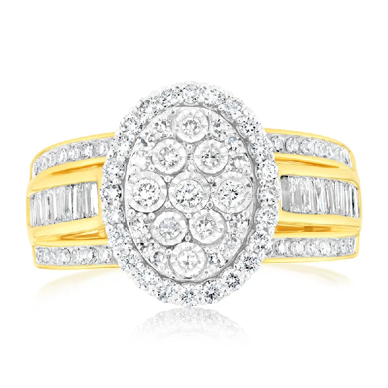 Round cut engagement ring for women-Luminesce Lab Grown 9ct Yellow Gold Ring in1 Carat Diamond