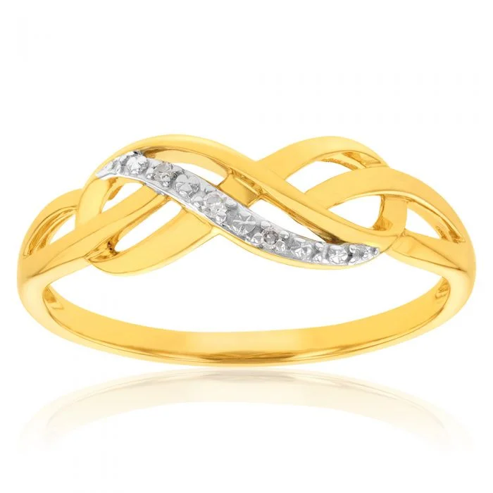 Affordable diamond engagement ring for women-9ct Yellow Gold Diamond Infinity Ring