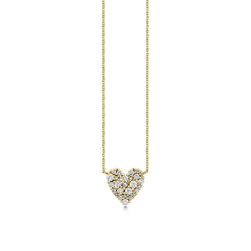 Rose gold chain necklace for women-Gold & Diamond Small Cocktail Heart Necklace