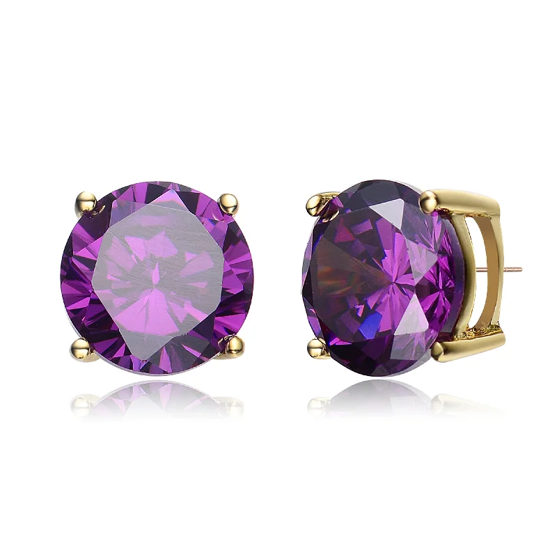 Boho earrings for women-Sylvie Dainty Purple Stud Earrings