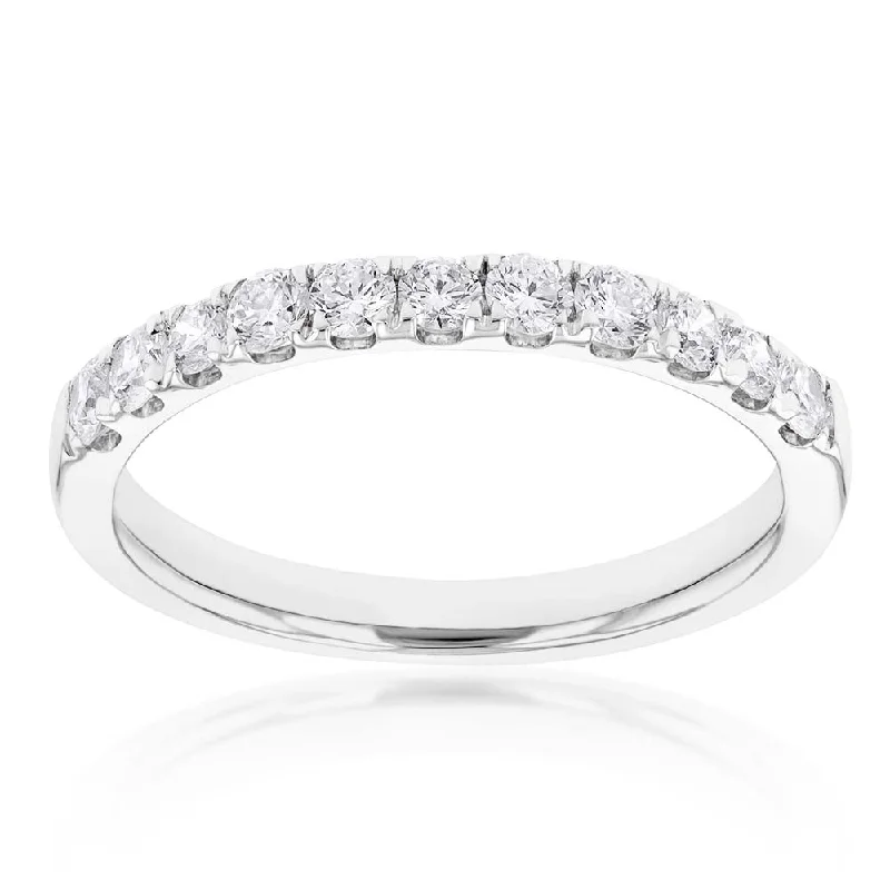 Affordable gold engagement ring for women-Luminesce Lab Grown Diamond 1/2 Carat Eternity Ring in 9ct White Gold