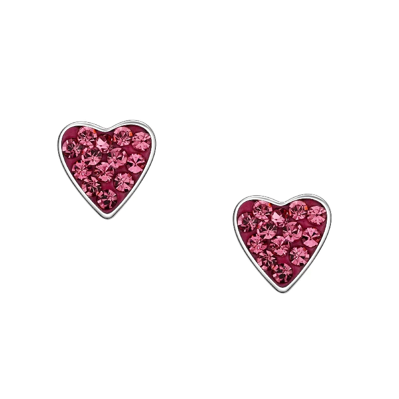 Stud earrings for women-Crystal Heart Stud Earrings