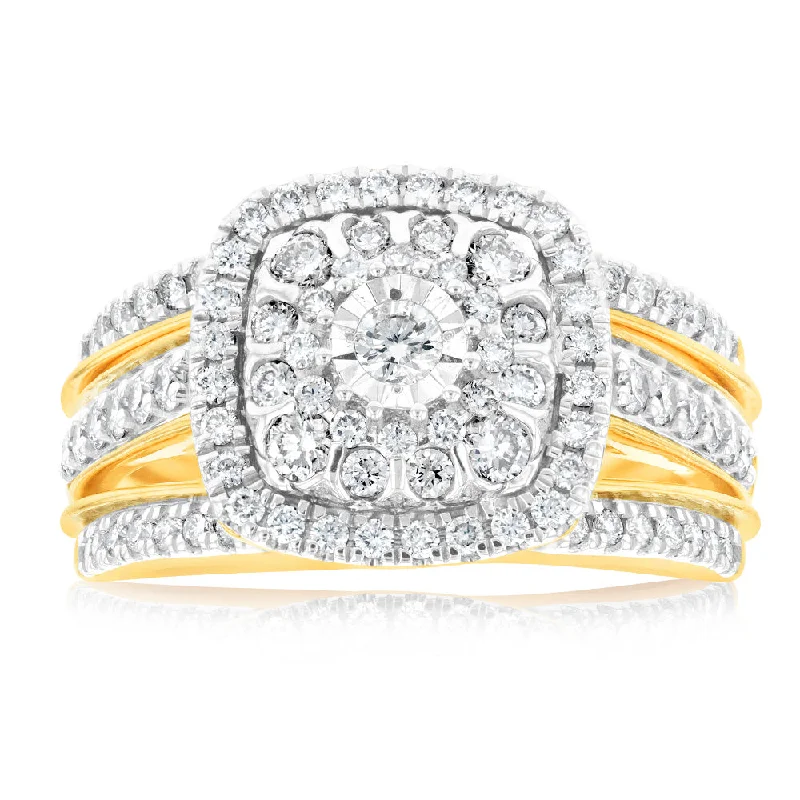 Gold diamond engagement ring for women-9ct Yellow Gold 1.00ct Diamond Dress Ring